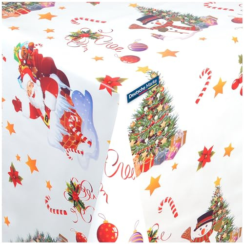 TEXMAXX® Wachstuchtischdecke Weihnachten versch. Größen - 160 x 140 cm/abwaschbare Tischdecke/Wachstischdecke/Weihnachts Wachstuch Tischdecke in Weiß