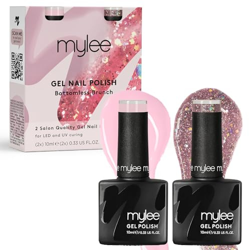 MyGel von MYLEE Pink & Glitter Duo Gel-Nagellack Set 2x10ml UV/LED Nail Art Maniküre Pediküre für den Professionellen Einsatz im Wohnzimmer und zu Hause - Langlebig und Einfach Anzuwenden