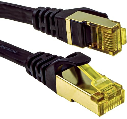kenable FLAT CAT7 FTP Shielded 600MHz 10Gbps Ethernet LAN Cable RJ45 5m Black