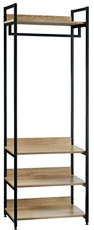 WOLTU Kleiderständer mit Regal Kleiderschrank Offener mit Schuhregal Garderobenständer für Schlafzimmer, Holz und Stahl