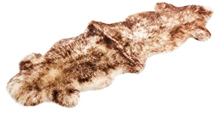 Cakla Lammfell Echt 210-200 cm x 55-65 cm - Schaffell Echt aus Zwei Lederseiten Genäht - Fellteppich Rothaarig - Deko Fell für Stühle und Sofa - Natürliche Lammfell Teppich Wohnzimmer
