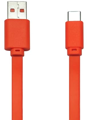 Adhiper Type-C Cable de carga compatible con JBL Charge 4, Flip 5, Pulse 4, JR POP, Endurance Peak, JBLCHARGE4BLKAM para auriculares inalámbricos Bluetooth (1 m/naranja)