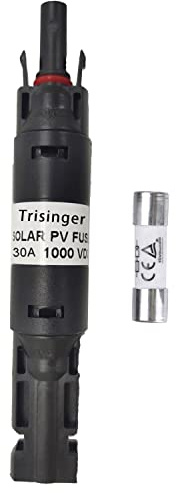 Trisinger 1000V DC Solar PV Steckverbinder, Solar Sicherungshalter-Anschluss, IP68 Wasserdichte 30A Inline-Sicherung, für Solar PV System(30A)