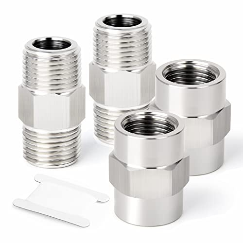 ERGAOBOY 4 piezas 1/4 x 1/4 BSP SUS 304 accesorios de tubería de forja, tubería de rosca macho de 1/4 y tubería de rosca hembra