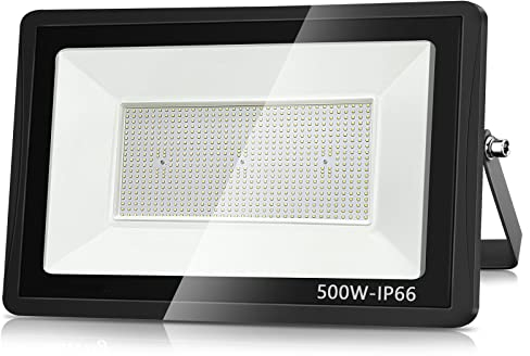 LED Floodlight Security Light,500W Outdoor Spotlight 50000LM Outdoor Flood Lights,IP66 Waterproof 6000k LED Spotlight for Garden,Garage,Square,Car Park,Construction Site ect(Cold white-1pcs,500W)