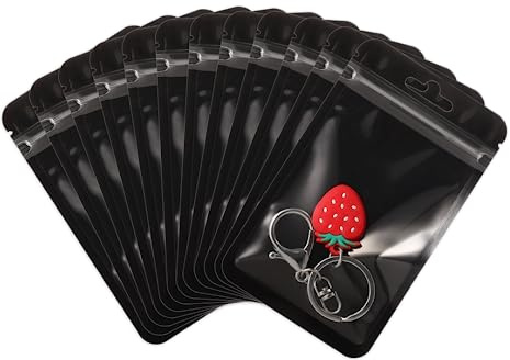 Rimiko 100 Sachets Refermables Zip Transparent, Pochons Zip Noir Alimentaire, Sachets Plastiques Hermétique pour Vente et Stockage Objets, Echantillons, Emballage en Détaill (Noir Foncé, 10,5x15cm)