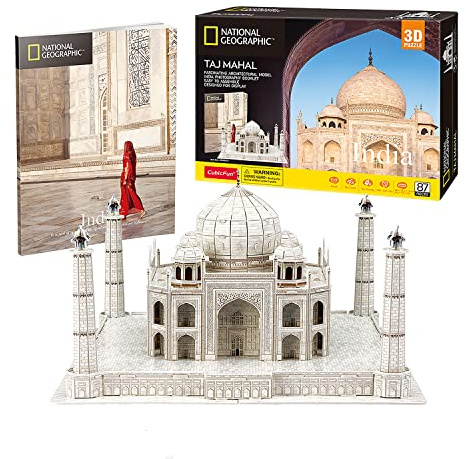 National Geographic - 3D-Pussel Taj Mahal | Present för Barn 8 År och Vuxna | Modeller Att Bygga | Barnspel | 87 Stycken