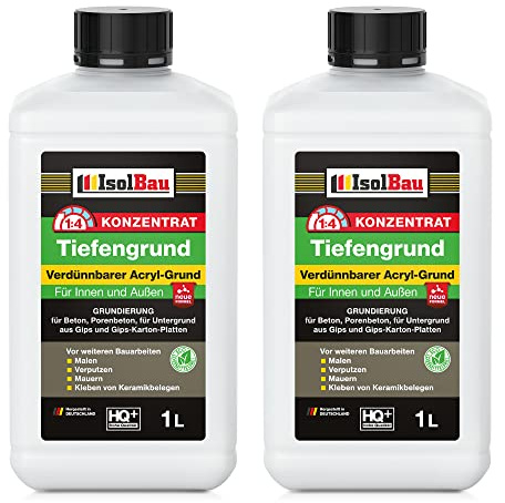 Isolbau 2 L Tiefengrund Konzentrat 1:4 - Verdünnbarer Acryl-Grund, Haftgrund für Innen & Außen - Grundierung für Beton, Putz, Gips uvm
