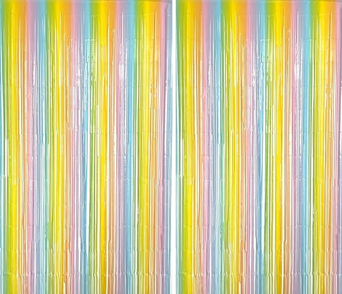 Montegoni 2 Pezzi 1x2.5m Colorata Tende Metalliche Feste con Frange Scintillanti, Decorazione Lamina Glitter per Capodanno, Compleanno, Baby Shower, Festa di Nozze | Frange di Lamina per Decorazione