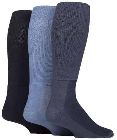 IOMI Knee High Diabetic 3 Pack Bamboo Non Elastic Socks for Swollen Feet | Long Extra Wide Non-Binding Soft Top Socks
