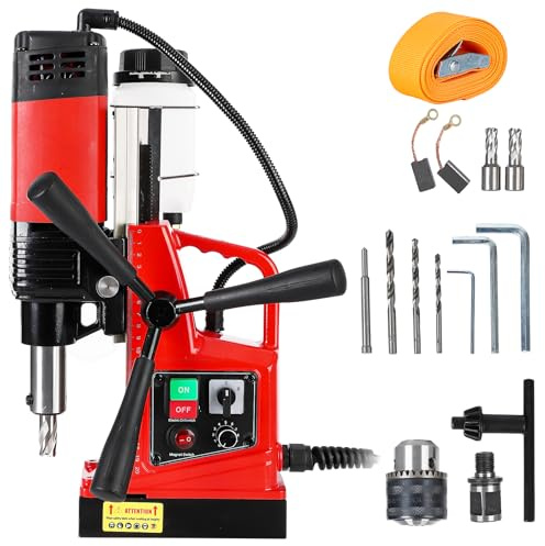 Mag Drill Press 1300W Power Portable Magnetic Drill, Electric Drilling Machine for Metal Surface,Drilling Machine for Any Surface Home Improvement Industry Railway