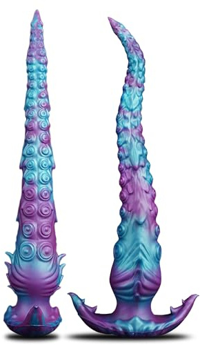 XXL Fantasy Tentakel Dildo, Lila und Türkis Tentakel Plug, 40 cm Länge | Oktopus-Textur mit Saugnapf-Basis, Anal Plug für Erwachsene, XXL Dildo Monster Analplug# für Männer Fortgeschrittene