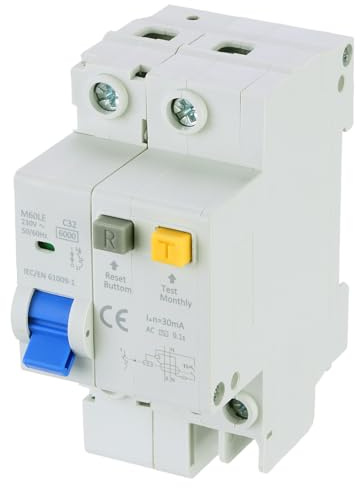 sourcing map Interruttore automatico in miniatura 1Pole+N AC 230V 32A DIN Montaggio su guida AC Interruttore di disconnessione Protezione interruttore magnetico termico per protezione da