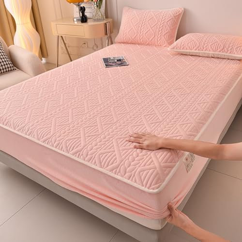 JIANINGHOME bettlaken Plüsch spannbettlaken 90x200,Fleece Spannbettlaken Winter Samt Warm Kuschel Boxspringbett Frottee Bettlaken Biber Spannbetttuch