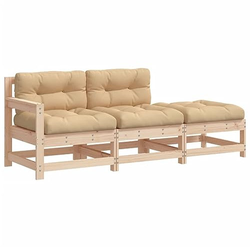 HETFTJN Festzeltgarnitur Lounge Möbel Outdoor Garten Loungemöbel Set Terassenmöbel Außen - 7-TLG. Garten-Lounge-Set mit Kissen Massivholz für Garten Hof Terrasse Balkon