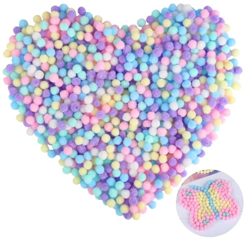 2000 Stück Mini Pompons zum Basteln, 10mm Filzkugeln Bunt, Macaron Farbe Bastel Pompons, Pompons Klein für DIY Handwerk, Haar-Accessoires und Party-Dekorationen