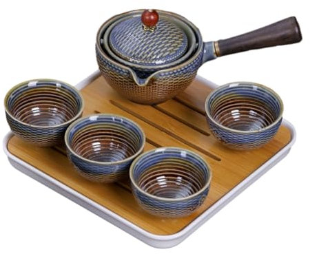 Holibanna Juego De Té Portátil Tetera De Cerámica y 4 Tazas Kit para Preparar Té Chino Diseño Elegante Adecuado para Viajes y Uso Casa Incluye Bolsa De Almacenamiento
