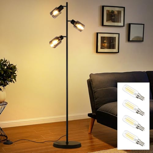 Kowanie Stehlampe Vintage Wohnzimmer Schwarz: Stehleuchte Industrial