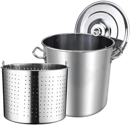 Marmite en Acier Inoxydable 27/45/63 pintes, pour Fruits de mer, écrevisses, crabes, Dinde, avec Panier et Couvercle, pour la Cuisine en extérieur et à la Maison, 70 L/63 pintes