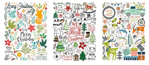 Rayher Transferfolie Rub on X-Mas, verschiedene Designs, 3 Bogen mit zauberhaften Weihnachtsmotiven, Motive zum Übertragen auf Raysin, Holz, Glas, Pappmaché und Papier, 46831000