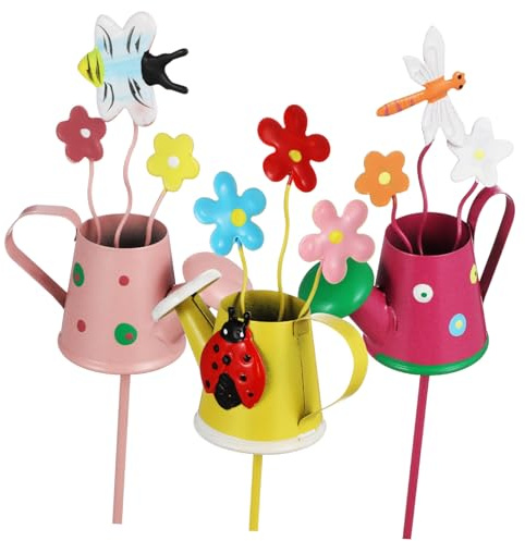 Abaodam 3 Stück Dekorative Gartenpfähle aus Eisen mit Libellen Motiv Wetterfest Installieren für Blumen und Grünflächen im Garten dem Rasen