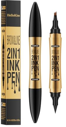 Crayon à Sourcils Double Fonction - Pointe 4 Pointes Ultrafines - Résistant à l'Eau 24h - Effet Microblading Naturel (Brun foncé)