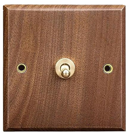 Interruptor de luz de latón, interruptor de alternativa con placa de pared de madera, 3.4x3.4 luz de color nogal para una decoración única del hotel casero, alternar