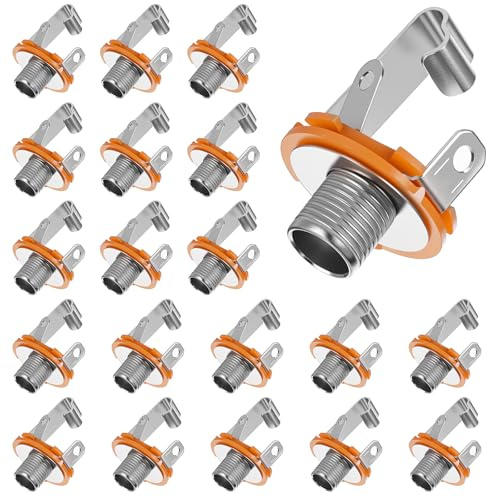 20 Pcs 1/4 Guitar Jack 6.35mm/0.25 Inch Long Mono Input Jack Socket Input Jacks for Electric Guitar Bass