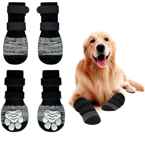 Hundesocken Anti Rutsch, 4 Stück, L | Hundeschuhe, Schutz der Hundepfoten, Verhindert das Belecken von Wunden, Verhindert Krallenverschleiß
