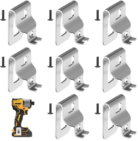 8 Pcs Belt Clip for Dewalt, Tool Clips Stainless Steel Drill Holder and Clip Belt, Replacement Hooks for Impact Driver and Drills, Essential Power Tool Accessories with Matching Screws