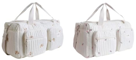 Quiltad baby blöja väska stor söt duffelväska för kvinnor (björn)