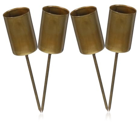 ZUNOXAZ 4 Piezas Portavelas Metálicos con Soporte para Árbol de Navidad Diseño Elegante Antiguo para Decoración Festiva y Acogedor