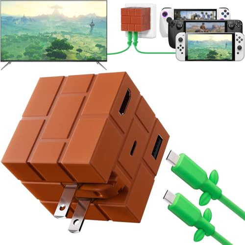 Portable Switch TV Dock Compatible with Nintendo Switch/Steam Deck, 65W Switch Travel Dock Charger, GaN Switch Docking Station, CubeDock Multifunctional Dock&Hub with Type C 3.1 Cable