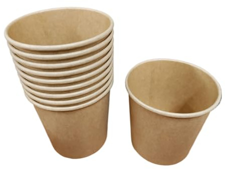 Foglish Home & Garden Kraft Soup Containers, 12oz Food Storage Pots, 350ml Disposable Takeaway Tubs, Ice Cream, Brown (50)