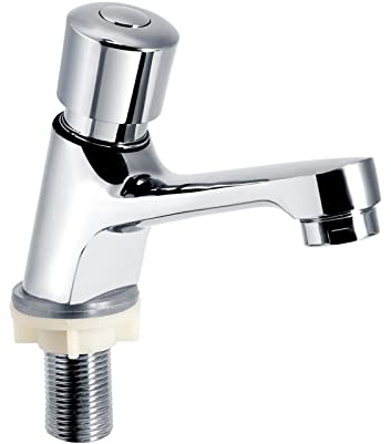Generic Grifos Táctiles para Lavabo, Cromados con Cierre Automático Ahorradores de Agua de Tipo Pulsador con Función de Retardo Rosca Hembra G1/2 para Cocina Baño y Hoteles