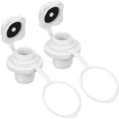 Abaodam Lot de 2 Valves de Gonflage à Vis Blanches pour Bateaux Gonflables et Kayaks Valves Boston Universelles en Plastique Résistant Bouchons Anti-Fuite pour Matelas Pneumatiques et