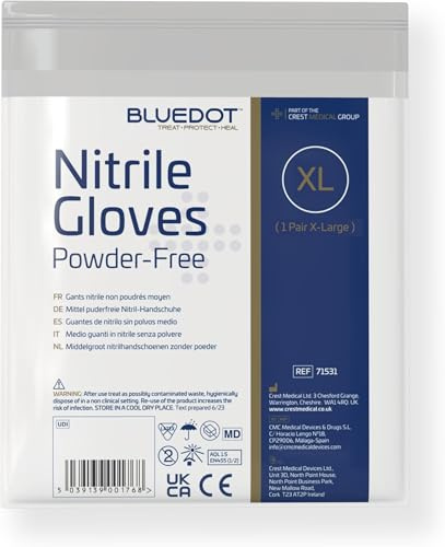Blue Dot Powder Free Nitrile Gloves, X-Large (Pack of 6)