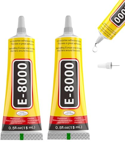E8000 Super Glue - 2Pcs Multifunction Waterproof Glue - 15ml Superglue for Plastic - Strength Adhesive for Electronics, Rhinestones, Beads, Fabric, Metal, Nail Art