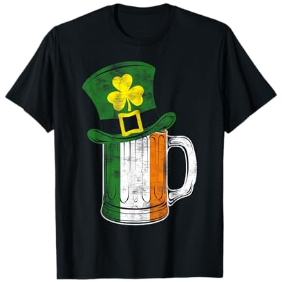 Chope à bière Irlandaise et Chapeau Shamrock T-Shirt