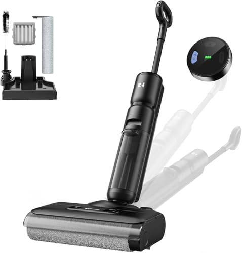 Vozascly H13 Aspiradora y Fregona Sin Cable, 23.000 Pa de Succión, 75 min de Autonomía, Aspiradora Fregona 2 en 1 AI SmoothDrive Autopropulsión Rodillo Snti-Enredos Autolimpieza Toque Doble Depósito