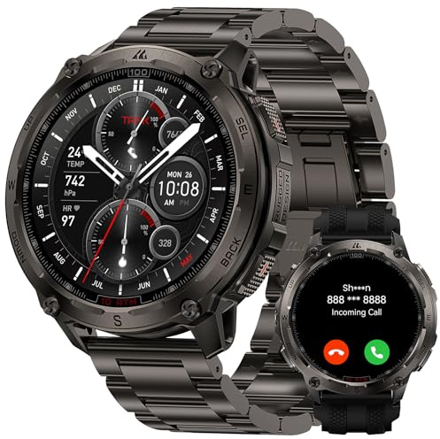 KOSPET TANK T4 Special Edition Smart Watch for Men, GPS and Offline Map | Rugged Stainless Steel, 10 ATM, Walkie Talkie, 45M Freediving/Scuba/Gauge Dive, Bluetooth Call, Heart Rate, Sleep Monitor