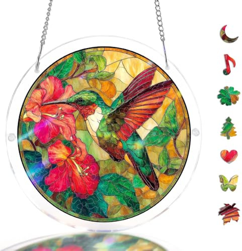 Puzzle Sun Catchers for Windows,Acrylic Jigsaw Suncatchers Kit,Stained Glass Style Window Art,Crafts for Adults,Crystal Suncatcher Hanging Decor,Garden Gift (003, S-7.4IN)
