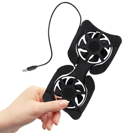 Kichvoe Pad di Raffreddamento per Laptop Portatile Doppia Ventola Usb, Design Leggero in Abs Pieghevole per Efficiente Dissipazione del Calore e Supporto Nero