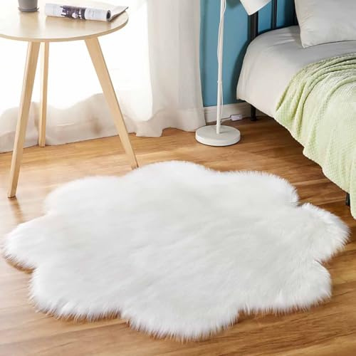 TY&WJ Alfombra Suave De Forma De Flor, Alfombras Antideslizantes Lavables Pelo Largo Alfombra Shaggy Lavable En Máquina Tapete Decorativo para Salón