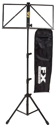 GEWA FX Notenständer, schwer, schwarz, 53 cm x 53 cm x 52 cm, 1,5 kg, Metallrahmen, Edelstahloberfläche, Musikständer, Rollen und punkten, Sport- und Freizeit