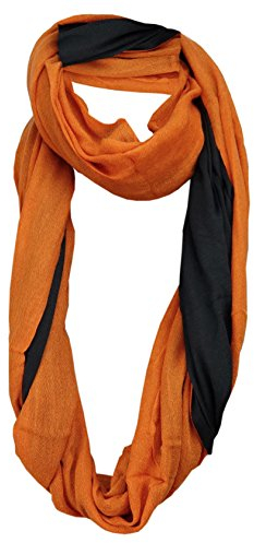 TigerTie Loop Wendeschal in orange Uni - schwarz Uni - Gr. 150 x 50 cm - Rundschal