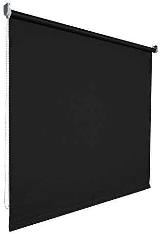 Verdunkelungsrollo Rollo Vorhang Fenster Kettenzugrollo Seitenzugrollo viele Farben Breite 60-200 cm Höhe 180 cm Stoff lichtundurchlässig verdunkelnd Metall Halter (Größe 170 x 180 cm Farbe Schwarz)