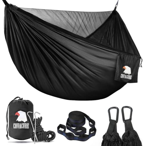 Covacure Camping Hammock with Mosquito Net - Lightweight Double Hammock,Hold Up to 772lbs,Portable Hammocks for Indoor,Outdoor, Hiking, Camping, Backpacking, Travel