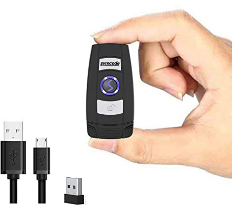 Mini 2D Portable Handheld Bluetooth Barcode Scanner Wireless 2.4G & USB Wired 3-in-1 Bar Code Scanner Portable USB QR Code Scanner for Windows.Android.iOS.MAC