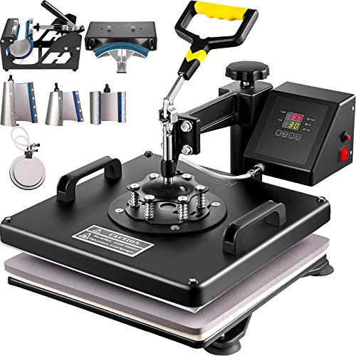 VEVOR 8 in 1 Heißpresse Heat Press für Textil Transferpresse Textilpresse mit Plattenpresse von 38 x 38 cm, Textildruckpresse von 1250 w, Geeignet für Hüte, Mützen, T-Shirts, Tassen